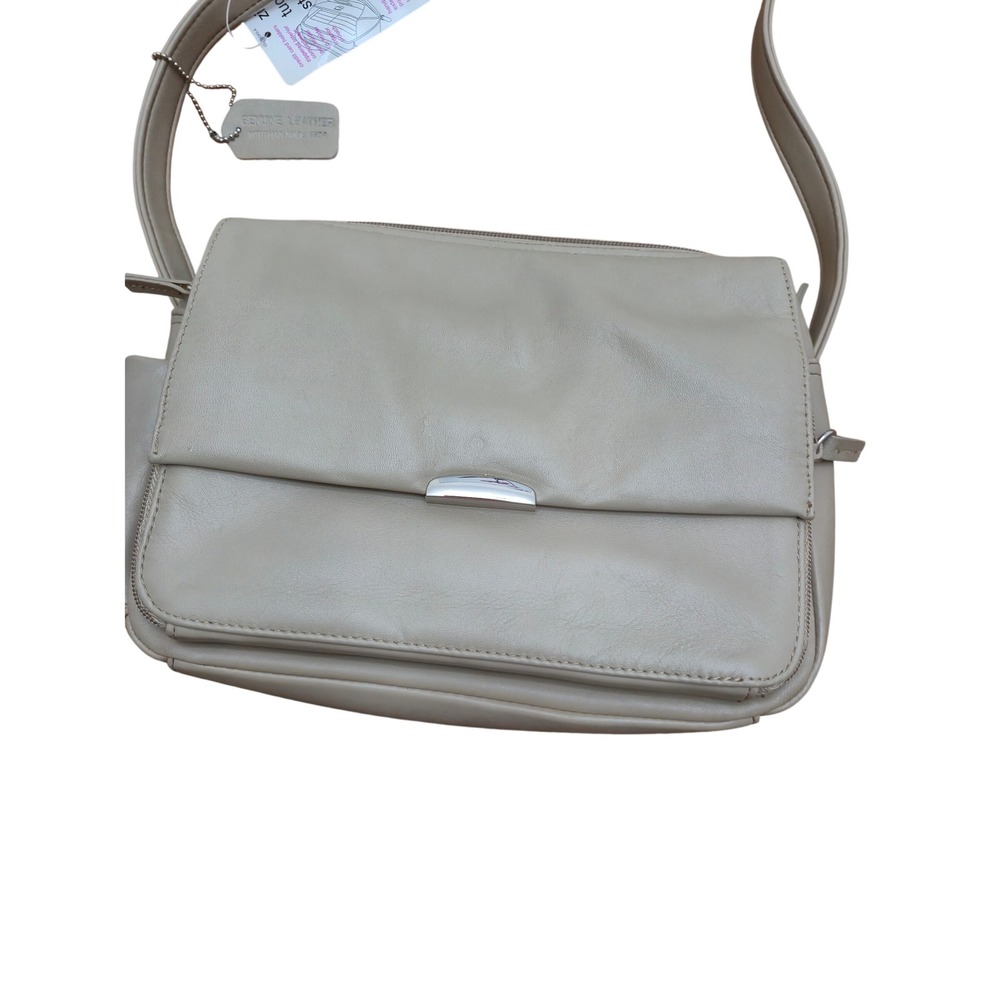Y2K Worthington Leather Organizer Bag Women Taupe Multi-Pocket NWT Crossbody VTG